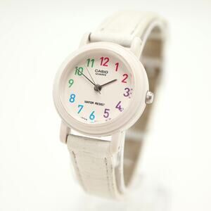 Casio Classic White Rainbow 25mm Analog Women Watch LQ-139 Leather w New Battery